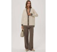 Hiccup Women's Buttoned Cardigan & Textured High Waist Knit Pants Co-Ord Set in Cream | Size: Medium Hiccup Cream M