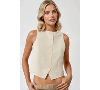 Hiccup Women's Crew Neck Sleeveless Waistcoat in Medium Beige Hiccup Medium Beige M
