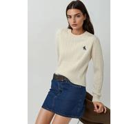 Hiccup Women's Embroidered Sweater with Hair Braid Pattern in White | Size: Medium Hiccup White M
