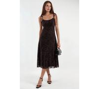 Hiccup Women's Floral A-Line Tulle Midi Dress in Chocolate | Size: Small Hiccup Chocolate S