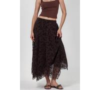 Hiccup Women's Floral Midi A-Line Skirt in Dark Brown | Size: Large Hiccup Dark Brown L