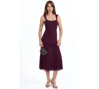 Hiccup Women's Heart Collar Midi A-Line Dress in Burgundy | Size: Small Hiccup Burgundy S