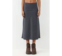 Hiccup Women's Midi A-Form Fit Plaid Skirt with Zipper in Navy | Size: Medium Hiccup Navy M