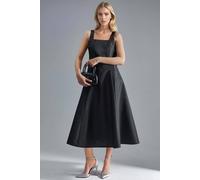 Hiccup Women's Square Collar A-Line Midi Dress in Black | Size: Medium Hiccup Black M