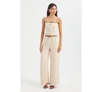 Hiccup Women's Striped Square Neck Strappy Cropped Top in Natural | Size: Medium Hiccup Natural M