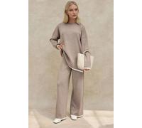 Hiccup Women's Sweater & Wide Leg Pants Knit Co-ords Set in Tan | Size: Small Hiccup Tan S