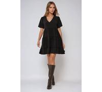 Hiccup Women's V-Neck A-Form Mini Dress in Black | Size: Medium Hiccup Black M