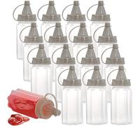 Hiceeden 16 Pack 35ml Ketchup Bottles, Mini Condiment Squeeze Bottles with Leak-Proof Screw Cap - Refillable Plastic Sauce Containers for Bento Box, Lunch, BBQ, Camping, Travel