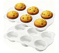 Hiceeden 2 Pack Ceramic Muffin Pans, 6 Cups Non-stick Muffin Tin Cupcake Baking Pans with Handles for Muffin Cakes, Egg Tarts, Mousse, Pot Pie, Jelly