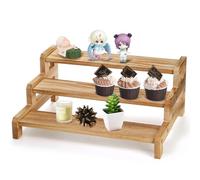 Hiceeden 3 Tier Wooden Cupcake Display Riser Stand, 15.8" x 11.8" x 6.7" Rustic Party Risers Cake Stand Shelf, Wood Retail Countertop Display Shelves for Spice, Plant, Dessert, Craft, Perfume