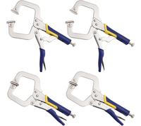 Hiceeden 4 Pack 6 Inch Metal Face Clamps with Swivel Pad, Adjustable C Clamp with Rubber Handle, Welding Vise Grip Clamps for Woodworking, Cabinetry, Carpentry, Repair, Pocket Hole Joinery