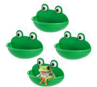 Hiceeden 4 Pack Frog Habitat with Suction Cup, Cute Frogs Fish Tank Decor, Plastic Soup Dish, Tree Frog Aquarium Terrarium Accessories for Toad, Tadpole