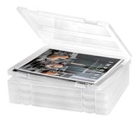 Hiceeden 4 Pack Plastic Project Case for 8.5"x11" Letter File, Trasparent Scrapbook Paper Storage Box Slim Document Holder Organizer for Magazine, Office Supplies, School