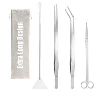 Hiceeden 4 Pcs 38cm Extra Long Aquarium Aquascape Tools, Stainless Steel Aquascaping Tools Kit Include Aquarium Tweezer, Scissor, Spatula, Aquatic Plants Tool Set with Storage Pouch for Fish Tank