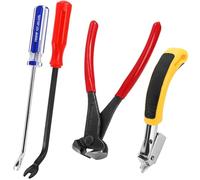 Hiceeden 4 Pcs Carpet Staple Remover Tools, Heavy Duty Staple Puller with End Cutting Plier, Nail Puller Tack Lifter Tool for Removing Staples on Furniture, Floor, Wood Case, Carton, Photo Frame