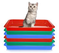 Hiceeden 6 Pcs Open Kitten Litter Box, 15.3 x 12 x 1.4 Inch Plstic Small Cat Litter Tray, Low Entry Travel Toilet Litter Pan for Rabbit, Kitty, Bunny, Guinea Pig, Multi Color