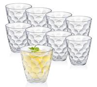 Hiceeden Set of 9 Plastic Tumblers Drinking Glasses, 280ML/ 10 OZ Unbreakable Clear Water Cups, Reusable Drinking Cups Wine Glasses for Juice, Beverages, Drinks, BPA Free, Stackable, Dishwasher Safe