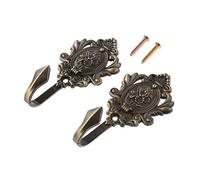 Hicello 2 Pack Vintage Rose Wall Hooks, Antique Copper Zinc Alloy Decorative Hooks, Floral Curtain Holdback Wall Hangers for Keys, Jewellery, Scarves and Home Décor with Screws