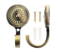 Hicello 2 PCS Antique Curtain Holdbacks, Wall-mounted Curtain Tieback Hook, Vintage Decorative Coat Hook Drilled Mounting