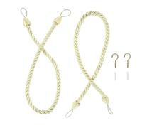 Hicello 2 Pieces 26" Curtain Rope Tie Back, Twisted Cord Curtain Holdback | Simple Window Drape Tie Back, Minimalist Voile Drapery Tiebacks, Window Treatment Accessories - Light Yellow