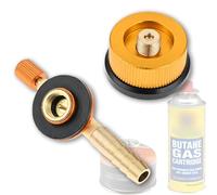 Hicello 2PCS Camping Stove Gas Fuel Canister Adapter Kit, Canister Refill Convertor with MSF-1a and EN417 Lindal Valve, 8mm Barb Outlet, Outdoor Camping Burner BBQ Cartridge Accessories