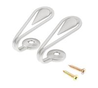 Hicello 2PCS Metal Curtain Holdbacks Hooks, Silver Curtain Tie Backs Hooks, Teardrop-shaped Screw-in Drapery Holder for Home Decor Fixed Curtain and to Hang Clothes