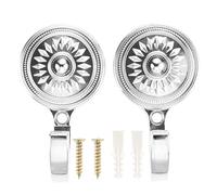Hicello Antique Curtain Holdbacks, 2PCS Silver Curtains Tieback Hooks, Round Vintage Wall Hook for Clothes Hat Coat Living Room Bedroom