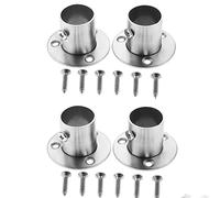 Hicello Set of 4 stainless steel flanges for wardrobe, pipework, support and bracket, connection between pipes, clothes rail holder 22 mm