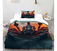 HICENST Cartoon Scorpion Bedding Set Theme Bedspread Animal Themes Forest Animals Duvet Cover Set Microfiber Quilt Cover Universal for All Seasons Pillowcase Single(135x200cm)