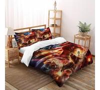 HICENST Flame Eagle Bedding Set 3D Design Animal Themes Wildlife Duvet Cover Set 3 Pieces Microfiber Quilt Cover Suitable for Family,couple,children with Pillowcase Double（200x200cm）