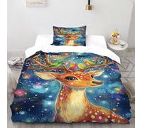 HICENST Sika Deer Bedding Set Theme Bedspread Animal Theme Duvet Cover Set Microfiber Quilt Cover Universal for All Seasons Pillowcase Single（135x200cm）