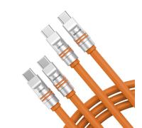 Hichain 2 Pack USB C to USB C Cable Orange 240W 4ft+6.5ft, Chubby Cable USB C Fast Charging Silicone Waterproof Type C Charger Cord Data Sync for Phone Samsung Galaxy Pixel Xiaomi PS5