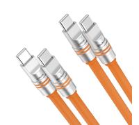 Hichain 2 Pack USB C to USB C Cable Orange 240W 4ft, Chubby Cable USB C Fast Charging Silicone Waterproof Type C Charger Cord Data Sync for Phone Samsung Galaxy Pixel Xiaomi PS5
