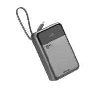 Hichain 65W PD Power Bank 20000mAh Laptop Travel Essential Portable Charger with Built in USB-C 3 Ports Fast Charging Battery Pack for Tablet MacBook iPhone 16/15 Series Samsung Android Switch Gray
