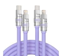 Hichain Chubby USB C to Lightning Cable 2 Pack 6.5FT iPhone Cable iPhone Charger Cable Type C Lightning Cord for iPhone 14 13 12 11 Pro Max XS XR X 8 7 6s SE iPad Silicon Soft Charging Cord Purple