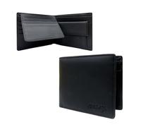 HiChiclife RFID Blocking Genuine Leather Wallet for Men - Slim Black Bifold Wallet with Coin Pocket & ID Window - Anti Theft Real Leather Mens Gift Wallet with Gift Box