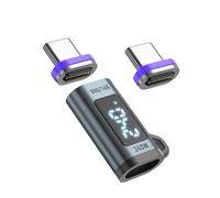 HiCHN Digital Display PD 240W 40Gbps 24-Pin Full-Featured USB C Magnetic Adapter, Full Protocol USB C Charging and USB4.0 Data Transmission 8K Video for Smartphone, Notebook (1 Adapter 2 USBC Tips)