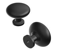Hickory Hardware 10 Pack of Round Kitchen Cabinet Knobs, Quality Drawer and Dresser Knob, Handle Pulls for Cabinet Doors, Bathroom Drawers, 1-1/8 Inch, Matte Black