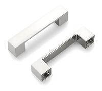 Hickory Hardware Heritage 10 Pack Square Cabinet Pulls, Low Profile Handles for Kitchen Cabinet Doors, Dresser Drawers & Bathroom Vanity, 3-3/4 Inch (96mm) Center to Center, Satin Nickel