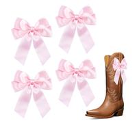 HICOHAND 2 Pairs (4 Pcs) Short Boots Bowknot Decor, Martin Boots Shoe Clips with Ribbon Removable Charms Ankle Footwear Casual Sneakers Gift for Ladies