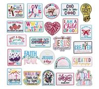 HICOHAND Bible Verse Embroidered Iron on Patches, 24 PCS Colorful Religious Iron/Sew on Embroidered Appliqué Patch Bulk for Clothes Uniform Backpack DIY Accessories
