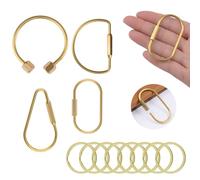 HICOHAND Brass Screw Lock Keychains, 8Sets of 4Shapes Gold Key Ring Screw Lock Keychain for Handbags Accessories Purse Pet Collar Clips Durable Keychain Holder for Men Women