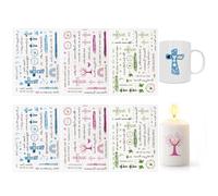 HICOHAND Candle Tattoos, 6 Sheets Christmas Waterproof Film Stickers Communion Candles Tattoos for Candle Cup DIY Gift Candle