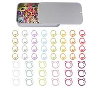 HICOHAND Cat Metal Stitch Markers, 50PCS Spiral Stitch Markers for Crocheting Colorful Crochet Ring Locking Marker Bulk with Box for Knitting Craft Sewing Project