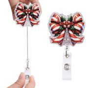 HICOHAND Christmas Badge Reels, 1 x Badge Reel Retractable Holder with Clip Cute Retractable Christmas bow tie baguette Name ID Badge Holder for Nurses Doctor Teacher Students