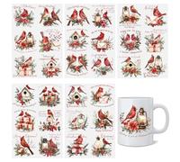 HICOHAND Christmas Rub On Transfer Sticker, 5 Sheets 30 Patterns Rub on Transfer Decals for Furniture Crafts 3.15in*3.15in Vintage Christmas Animals Cup Wrap Stickers for Home Decoration