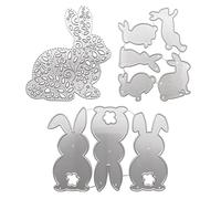 HICOHAND Easter Bunny Cutting Dies, 9 PCS Rabbit Embossing Metal Cutting Die Set Hollow Bunny Metal Die Cut Template Stencil for Card Making Paper Craft Scrapbook Decor