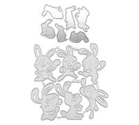 HICOHAND Easter Bunny Metal Mold Stencils, 2PCS Easter Cute Bunny Metal Cutting Dies for Card Making Rabbits Embossing Dies Templates Stencils for DIY Craft Scrapbook