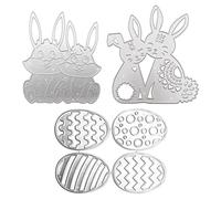 HICOHAND Easter Cutting Dies, 3PCS Easter Bunny Pals Egg Embossing Metal Cutting Dies Sets for Card Making Scrapbooking Paper Supplies Seals Storage Pockets