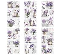 HICOHAND Flower Furniture Transfers for Crafts, 6 Sheets Vintage Purple Lavender Rub on Transfers Stickers Flower and Letters UV DTF Waterproof Stickers Decals for DIY Scrapbooking Photo Albums